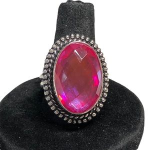 💕💍 rainbow fire Topaz ethnic look ring -size 8